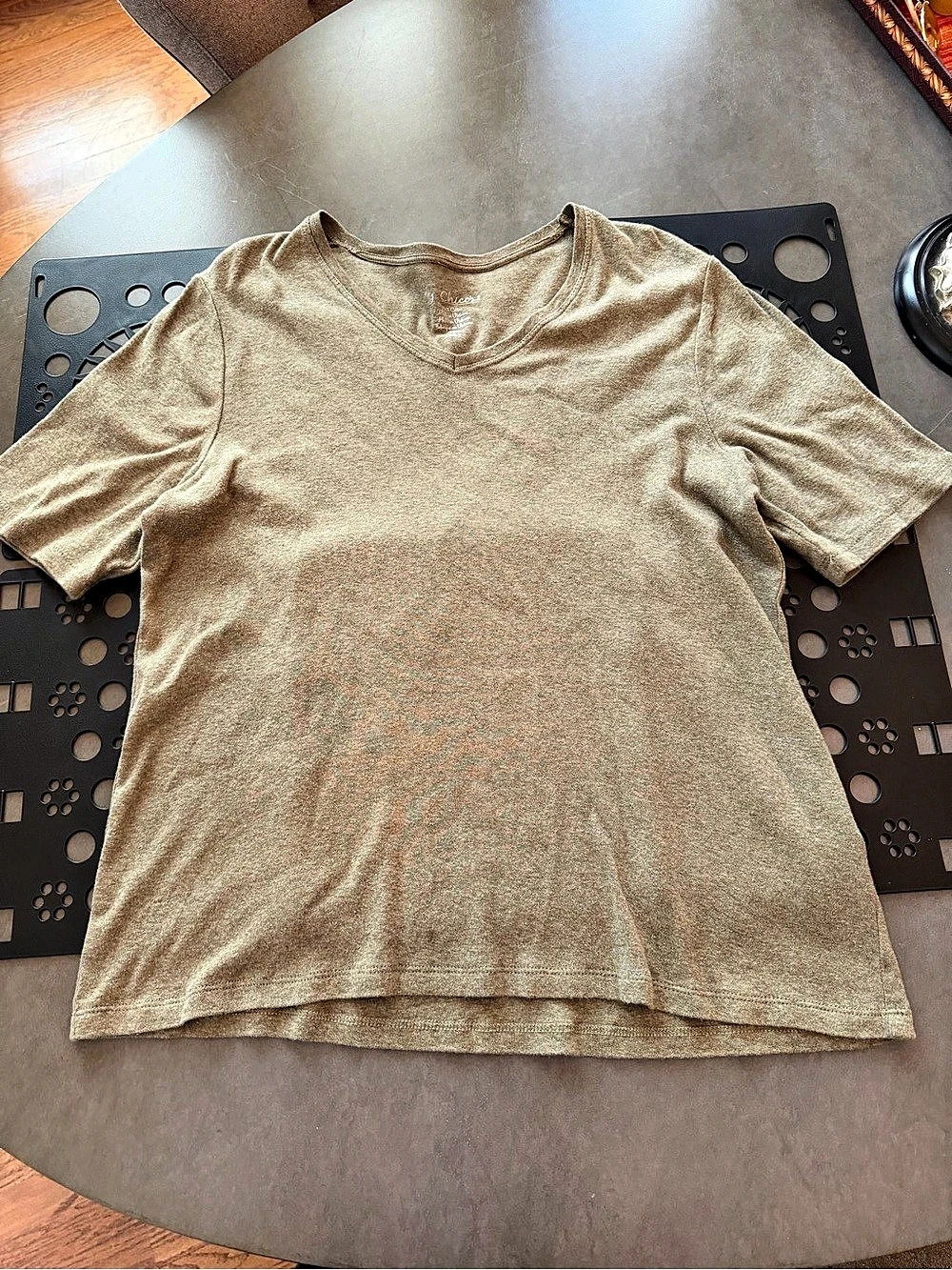 Chico’s 2-Piece Greens V-Neck Cotton T-Shirt Bundle Size XL - Picture 8 of 12